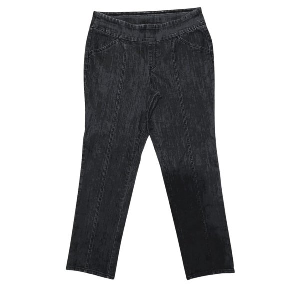 D & Co. Denim&Co Black Acid Wash Pull On Jeans Jeggings Pus Size 16 - Picture 1 of 9
